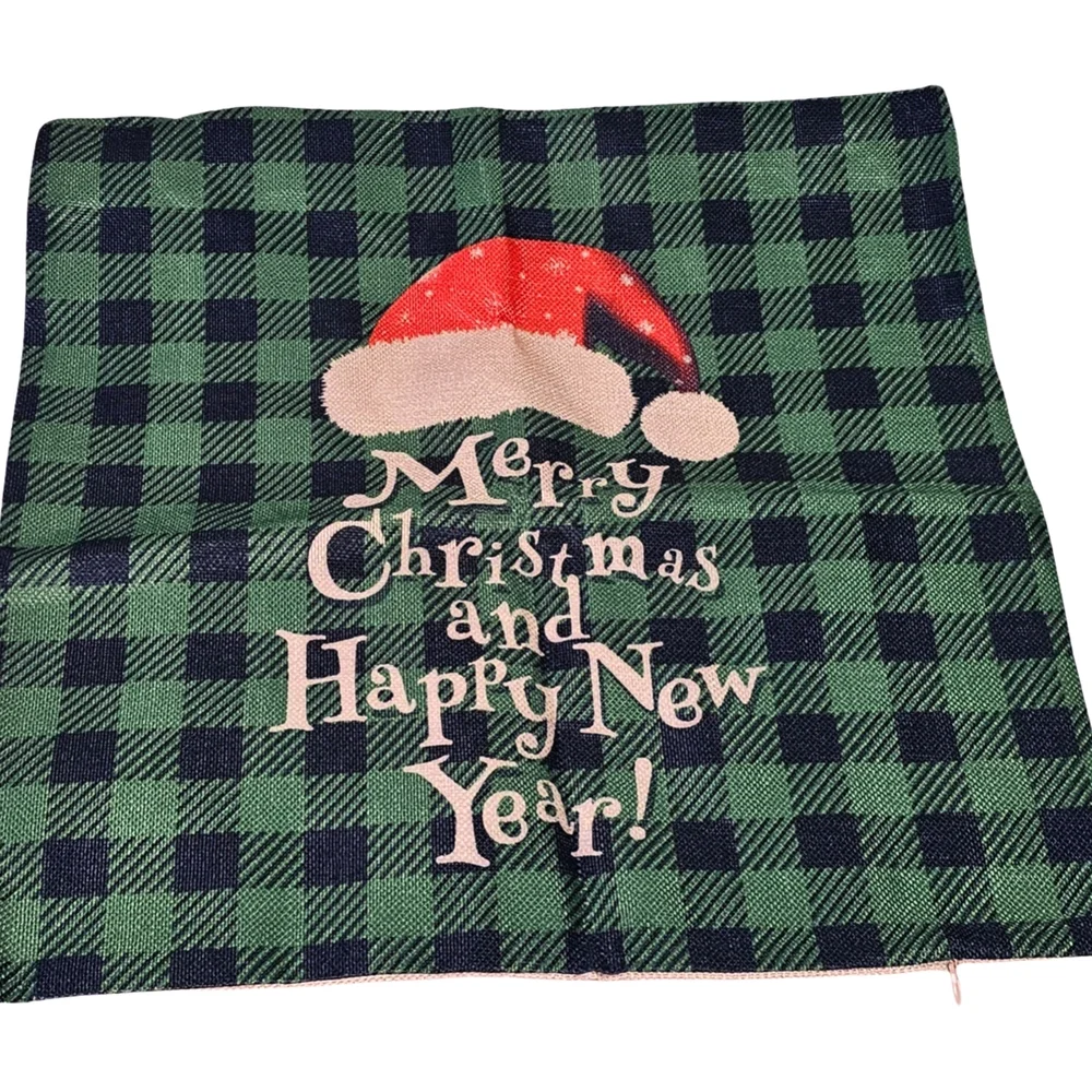 NWT Set of 4 Christmas Buffalo Plaid Pillow Covers 18x18 Home Decor
